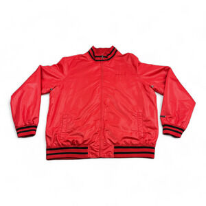 Sean John Jacket Adult XXL 2XL Red Satin Track Bomber Striped Trim Y2K Hip Hop